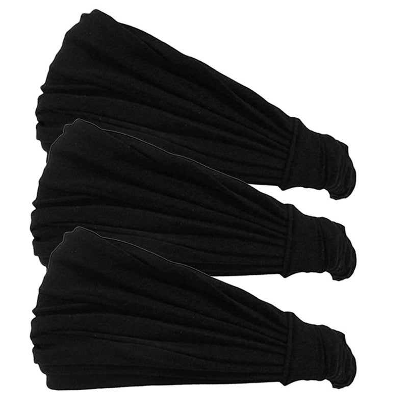 CHARM Black 3-Pack Japanese Bandana Headbands for Men and Women â€“ Comfortable Head Bands with Elastic Secure Snug Fit Ideal Runners Fitness Sports Football Tennis Stylish Lightweight M - Image 1